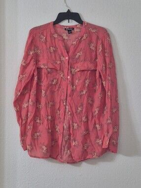 BYdesign Coral Floral Button-Front Women's Blouse
